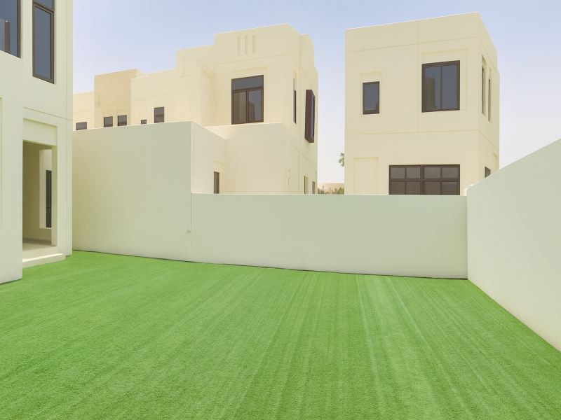 Modern Residential Facade with Lawn