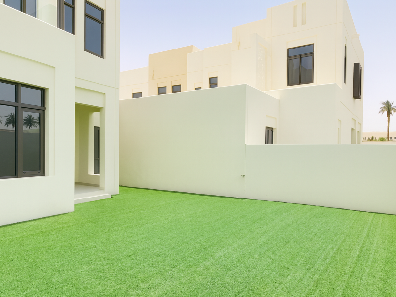 Modern Villa with Green Lawn